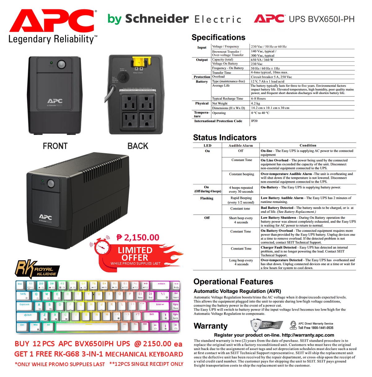APC promo free RK RK0G68 mechanical keyboard